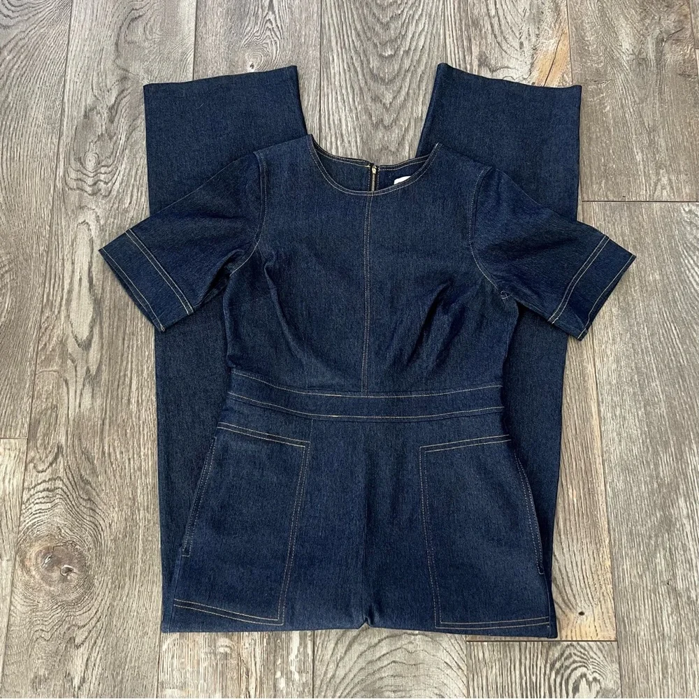 Shelby & Palmer Navy Short-Sleeve Jumpsuit - Picture 2 of 10